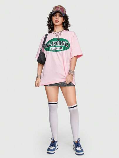 Street Life Women'S Street Style Cool Letter Print T-Shirt