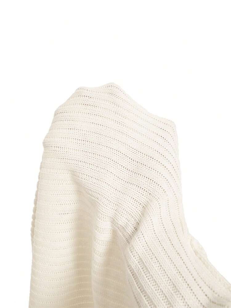 Turtleneck Drop Shoulder Sweater & Knit Skirt