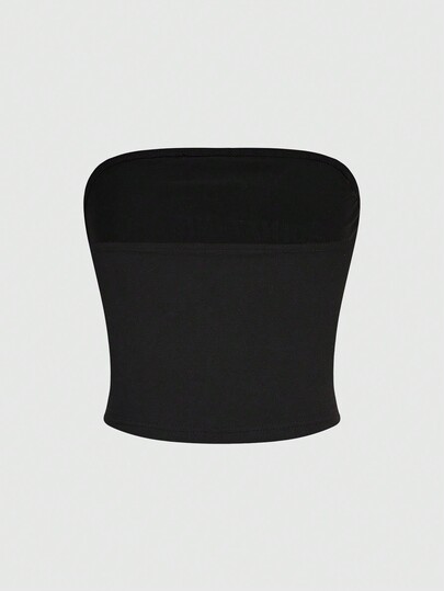 Grunge Punk Y2k Sexy Cool Flame Slogan Rhinestone Decor Tight Cropped Tube Top