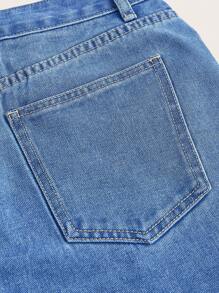 SHEIN MOD Women'S Heart Printed Jeans - Light Wash - View 6