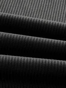 SHEIN EZwear 女士纯色休闲紧身短裤，适合夏季 - 黑色 - 查看 3