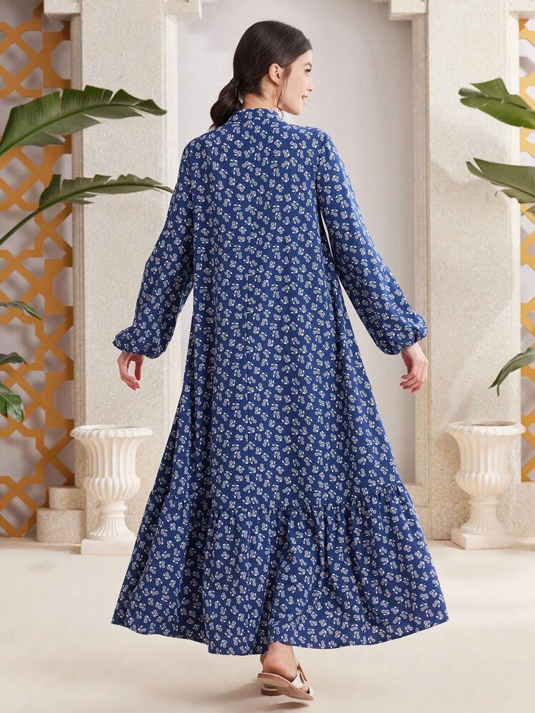 Al Najma 女士长款灯笼袖花卉朴素连衣裙 - 彩色 - 查看 4