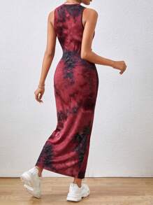 Casual Women's Summer SHEIN Essnce Teacher Clothes Bodycon Dress Long Bodycon Dress Casual Print Sleeveless Vacation Matching Long Dress - Red - View 2