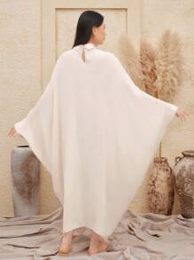 Al Najma 蕾絲拼接蝙蝠袖連衣裙 - 米色 - 查看 2