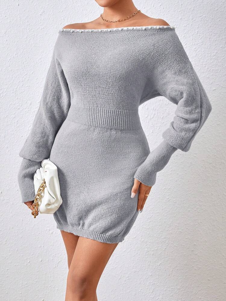 Women's Off Shoulder Long Sleeve Sweater Dress