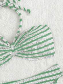 Swim Mod Bộ bikini hai mảnh sọc ngang cổ dành cho nữ đi biển mùa hè Carnival - màu xanh lá - Xem 5