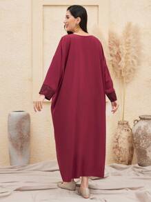 Al Najma Patchwork Woven Tape Batwing Sleeve Arabian Dress