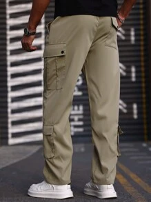 Manfinity EMRG Men's Loose Fit Multi-Pocket Casual Cargo Pants - Mint Green - View 2