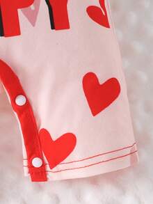 Bộ áo liền quần ngắn tay in hình trái tim và hổ cho bé trai có đường viền cổ tròn - Nhiều màu - Xem 8