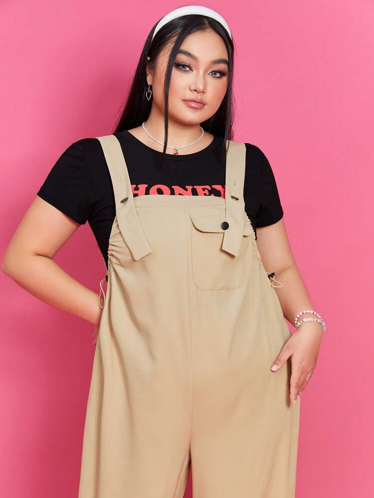 Plus Size Women's Stylish And Versatile Overall Jumpsuit With Suspenders