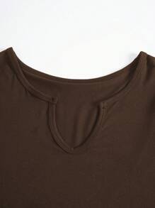 SHEIN Slayr Bộ đồ hai mảnh cổ khoét dài tay ôm vừa vặn dành cho nữ - Cà phê nâu - Xem 6