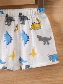 嬰兒男寶寶恐龍印花編織外套 - 白色 - 查看 7