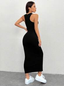 SHEIN PETITE Women'S Round Neck Sleeveless Dress - Black - View 2
