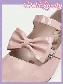 Dola Lovely Fashionable Pink High Heels With Bow Tie Decoration