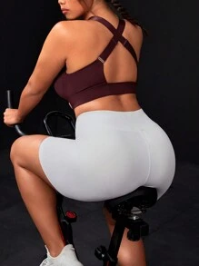 Yoga Basic Kích thước lớn Của phụ nữ Hỗ trợ cao Bras thể thao Với Cố định Cốc Và Dây đeo vai có thể điều chỉnh - Đỏ - Xem 3