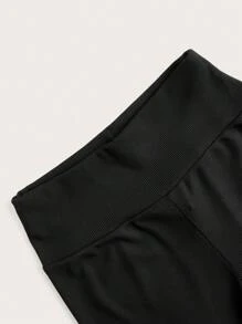 SHEIN EZwear 女士纯色休闲紧身短裤，适合夏季 - 黑色 - 查看 4