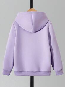 Cô gái Tween con chuồn chuồn & In thư áo có mũ Lông cừu Áo nỉ - Màu tím - Xem 2