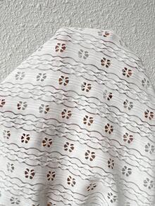 SHEIN Frenchy 女士修身款空心刺繡方領t恤 - 白色 - 查看 6