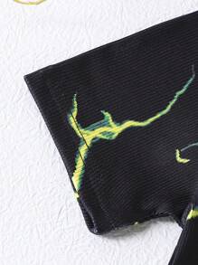 Tween Boy Lightning Họa Tiết In Áo Ngắn Tay Và Quần Short Mặc Ở Nhà Thông Thường 2 Cái/bộ - Nhiều màu - Xem 5