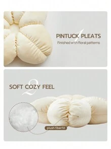 1個花型蓬鬆超柔褶皺天鵝絨抱枕,裝飾性抱枕,創意可愛的房間裝飾坐墊 - 黃色 - 查看 5