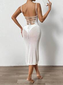 Chiquease Ladies' Split Hem Sweater Cami Dress - White - View 2