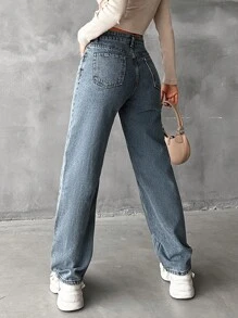 RueChic Women'S Straight Leg Jeans - Light Wash - View 2