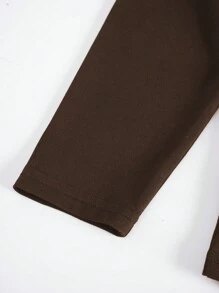 SHEIN Slayr Bộ đồ hai mảnh cổ khoét dài tay ôm vừa vặn dành cho nữ - Cà phê nâu - Xem 4