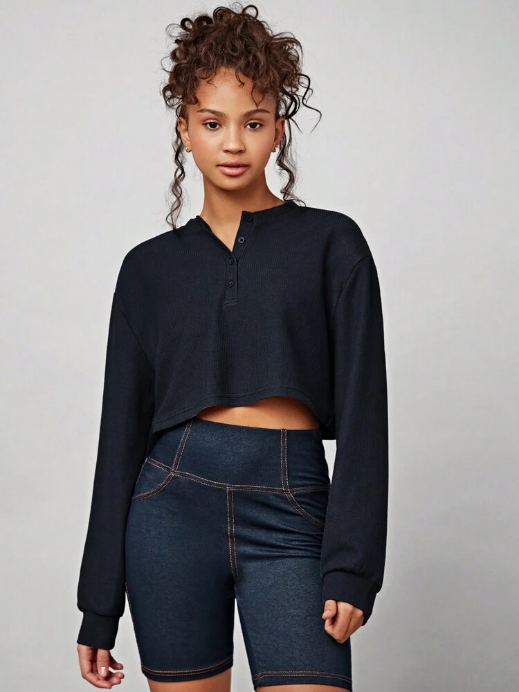 Women's Square Check Print Loose Fit Short Retro Basic Crewneck Tee