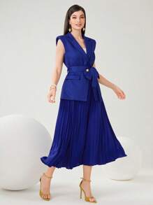 Modelyn Women'S Plain Suit Set 2 Piece Set - Royal Blue - View 8