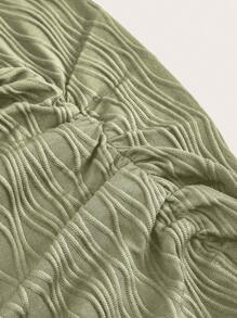 Sweetra Plus Size Drawstring Detail Off Shoulder Asymmetric Hem T-Shirt Fall Cloth For Women