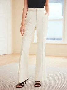 MOTF PREMIUM 編織女性縫紉前方喇叭褲裝 - 黃色 - 查看 10