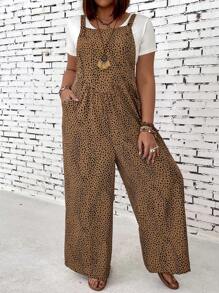 SHEIN LUNE Kích thước lớn Của phụ nữ Quần yếm Áo liền quần Với In - màu nâu - Xem 6