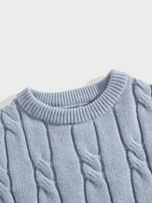 GENTILAND Nam Màu thuần Vòng cổ Áo len - Màu xanh lam - Xem 4