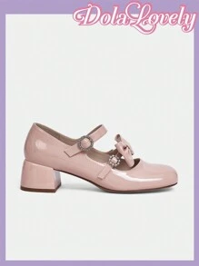 Dola Lovely Fashionable Pink High Heels With Bow Tie Decoration