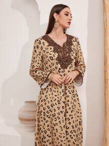 Al Najma Arabian Dresses Appliques Kontras Lace All Over Print Modest - Kuning - View 5
