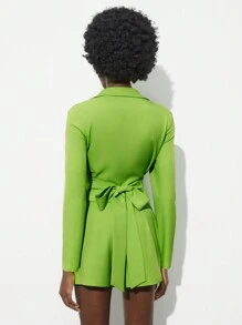 BizChic Conjunto Casual De Dos Piezas De Color Sólido Para Mujeres - Verde - Ver 2