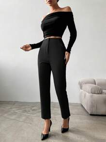 EURMUSE Women's Solid Color Suit Pants