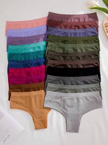 21入組女士實色三角褲 - 彩色 - 查看 3