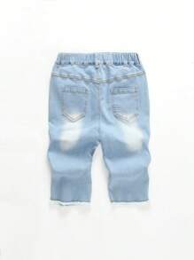 Teen Boys' Street Style Ripped Distressed Comfortable Denim Shorts - Light Wash - View 2