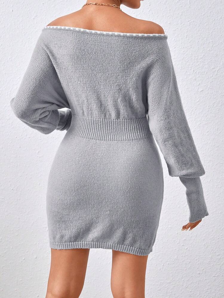 Women's Off Shoulder Long Sleeve Sweater Dress