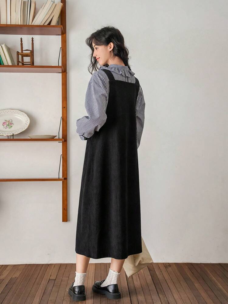 Women's Double Pocket Overall Dress
