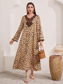 Al Najma Arabian Dresses Appliques Kontras Lace All Over Print Modest - Kuning - View 1