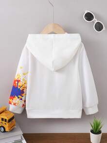 Young Boy Hooded Sweatshirt With Off-Road Vehicle Print - White - View 2