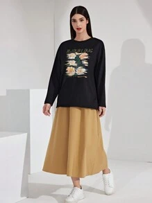 Mulvari 女士花卉和字母印花t恤 - 黑色 - 查看 4