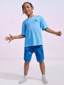 TOM & JERRY X SHEIN Tween Boy Cartoon Graphic PJ Set - Blue - View 9