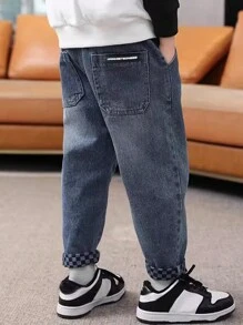 Tween Boy Stylish Water-Washed Jeans With Slanted Pockets