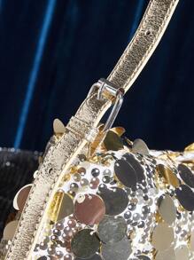 SHEIN SXY 女士时尚百搭金色亮片单肩包、晚装包，适合女士、女性、鸡尾酒会、派对、舞会、俱乐部、约会、生日、情人节、晚会、约会之夜、青少年 - 金色 - 查看 6