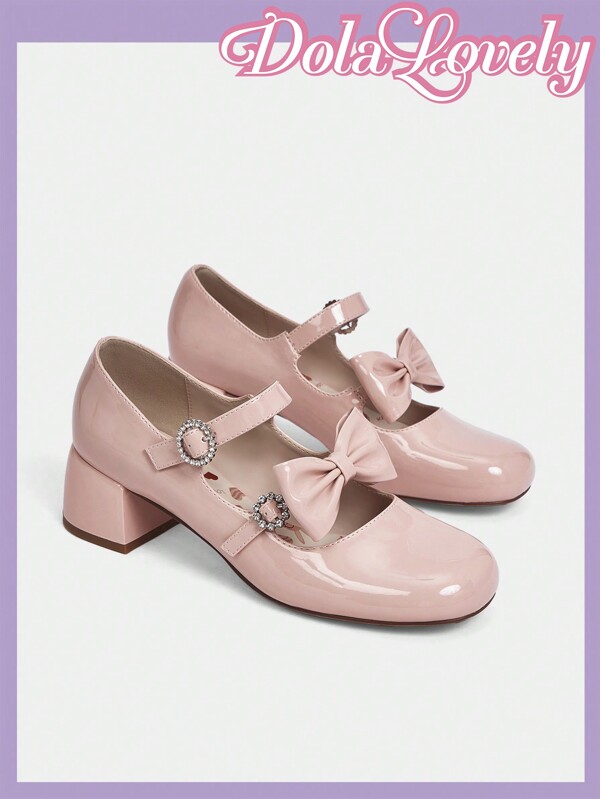 Dola Lovely Fashionable Pink High Heels With Bow Tie Decoration