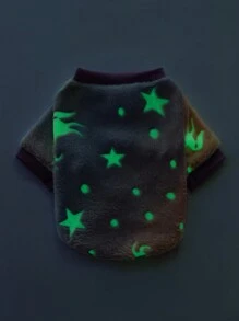 PETSIN (With Night Light) Starry Gradient Color Print Flannel Pet Clothes, Without Hat, Purple, 1 Piece - Multicolor - View 3