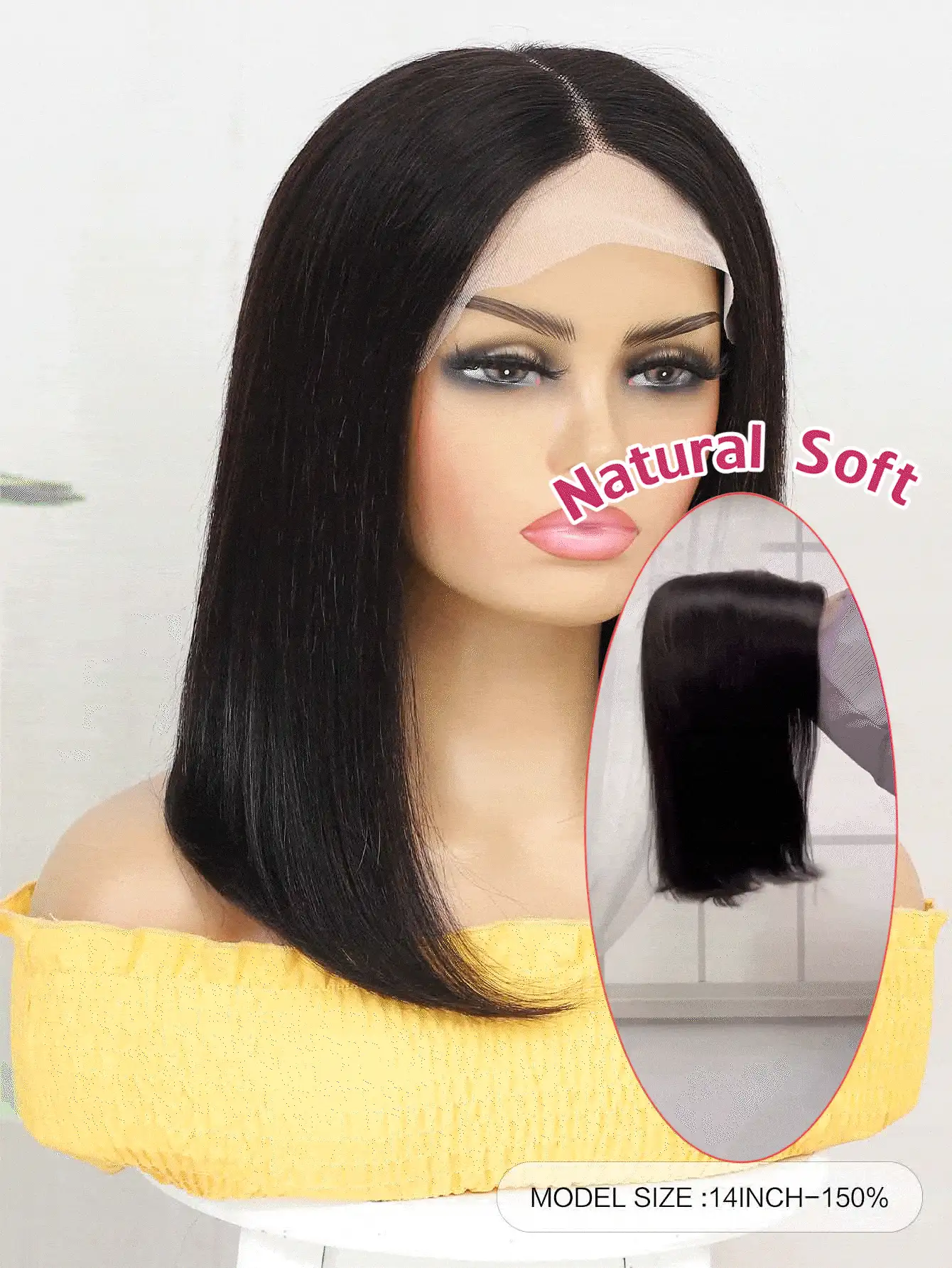 Straight Bob Wig Transparent Lace 6x6 Lace Front Wigs Human Hair Short Straight Bob Wig 150 Density Natural Black - SNatural - View 2